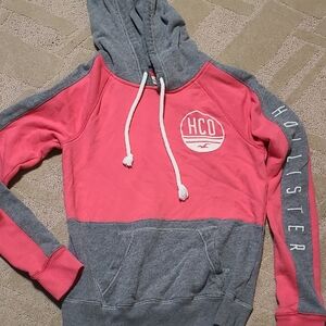 Hollister Women's Coral and Charcoal Hoodie